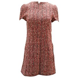 Alexander McQueen Vestido Tweed Shift em algodão vermelho Vermelho