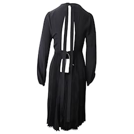 Rochas-Robe mi-longue plissée à dos ouvert Rochas en soie noire-Noir