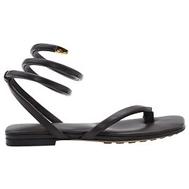 Bottega Veneta Spiral Flat Sandals in Brown Nappa Leather Brown