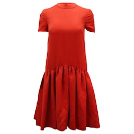 Alexander Mcqueen-Alexander McQueen Drop Waist Dress in Red Wool-Red