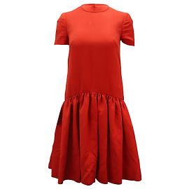 Alexander McQueen Robe taille basse en laine rouge Rouge