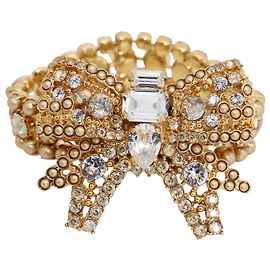 Miu Miu Oversized Bracelet with Crystals in Gold-Plated Metal Golden