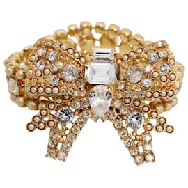 Miu Miu-Miu Miu Oversized Bracelet with Crystals in Gold-Plated Metal-Golden