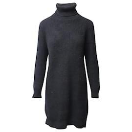 Michael Kors-Michael Michael Kors Ribbed-Knit Turtleneck Mini Dress in Black Nylon-Black