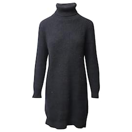 Michael Kors-Michael Michael Kors Ribbed-Knit Turtleneck Mini Dress in Black Nylon-Black