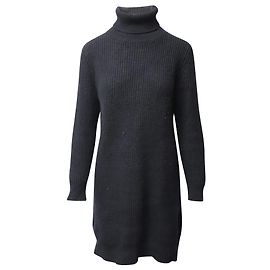 Michael Michael Kors Rollkragen-Minikleid aus geripptem Strick in schwarzem Nylon Schwarz