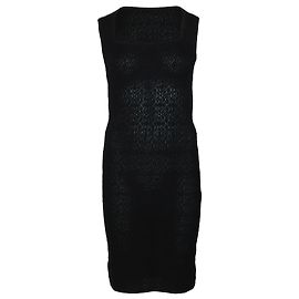 Alaïa Figurbetontes Kleid mit eckigem Ausschnitt aus schwarzer Baumwolle Schwarz