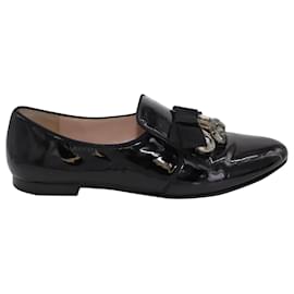 Miu Miu-Miu Miu Jewel Crystal Bow Loafer in Black Patent Leather-Black