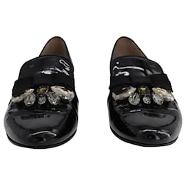 Miu Miu-Miu Miu Jewel Crystal Bow Loafer in Black Patent Leather-Black