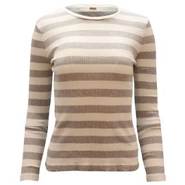 Pullover in maglia a righe Hugo Boss in cotone bianco Bianco