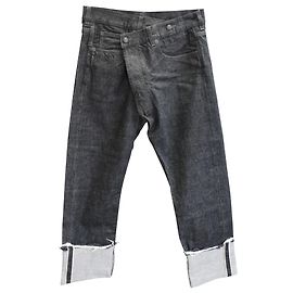 R13 Faded Crossover Jeans in Grey Denim Grey