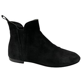 Church's Flat Ankle Boots in Black Suede Black