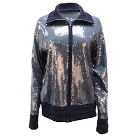 Chanel-Chanel 2008 Bomberjacke mit Pailletten aus blauem Polyester-Blau