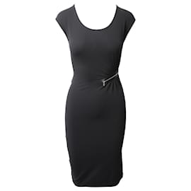 Michael Kors-Michael Kors Asymmetrical Zip Cocktail Dress in Black Rayon-Black