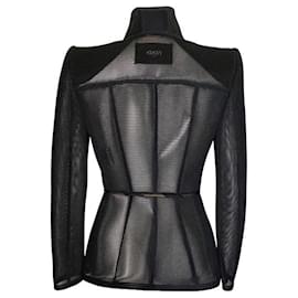Fendi-Fendi micro-mesh jacket in black structured net-Black