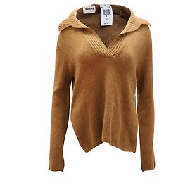 Khaite Cass High-Low-Kragenpullover aus braunem Kaschmir Braun