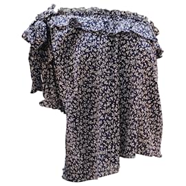 Ulla Johnson-Ulla Johnson Alene Floral Print One Shoulder Top in Blue Cotton-Blue