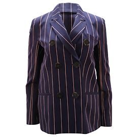 Blazer a rayas diplomáticas con botonadura forrada en algodón azul de Victoria Beckham Azul