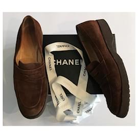 Chanel-CC Wildleder Loafer-Braun