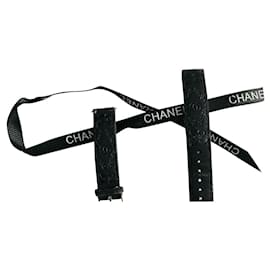 Chanel CC-Lederarmband Schwarz Silber Hardware