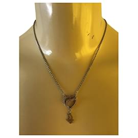 Christian Dior-Christian Dior Colored Stone Heart Pendant Necklace-Multiple colors