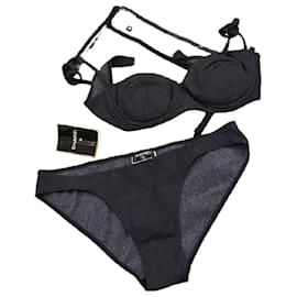 Chanel-[Used] CHANEL: 02P Vintage Swimwear Black Denim Bikini Black-Black