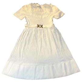 Vestido Versace Branco de Viscose e Nylon com Cinto Dourado Branco Gold hardware