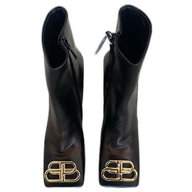 Balenciaga BB Leather Boots Black Black