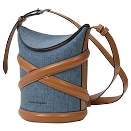Alexander Mcqueen-The Curve Small Bag in Blue Canvas-Blue