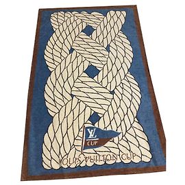 Toalla de baño de copa Louis Vuitton sublime y rara Castaño Azul Beige
