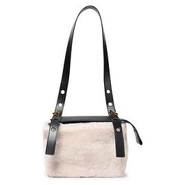Sophie Hulme Bolsa de couro e lã de lã Preto Gold hardware