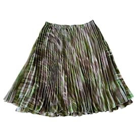 Adolfo Dominguez-skirt Adolfo Dominguez Pleated sun green and taupe print Size 36-Green,Taupe