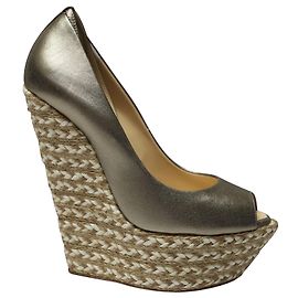 Giuseppe Zanotti Cumber 105 Wedge in Gold Leather  Golden Metallic