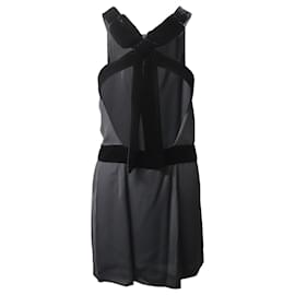 Valentino-Red Valentino Backless Mini Dress with Velvet Bow in Grey Polyester-Grey