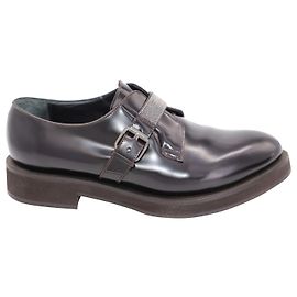 Sapato Brunello Cucinelli Oxford com fivela em couro marrom Marrom