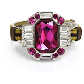 Prada-[Used] Prada PRADA Crystal Bijoux Color Stone Rubber Bracelet Bangle Pink Yellow Ladies-Silvery,Pink,Yellow