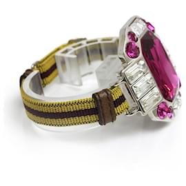 Prada-[Used] Prada PRADA Crystal Bijoux Color Stone Rubber Bracelet Bangle Pink Yellow Ladies-Silvery,Pink,Yellow