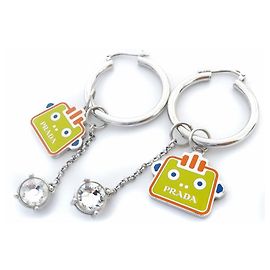 [Usato] Prada Prada Robot Motif Bijoux Orecchini Donna Argento Giallo Argento 925 Argento Giallo
