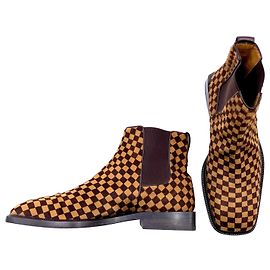 Louis Vuitton Stiefel aus damier ebene Kalbshaar Braun
