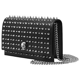 Alexander Mcqueen Borsa Mini Skull in Pelle Nera e Borchie Nero
