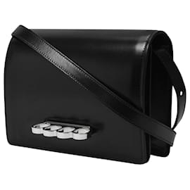 Alexander Mcqueen-Four Ring Satchel in Black Leather-Black