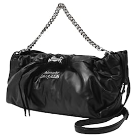 Alexander Mcqueen-Mini Bundle Bag in Black Leather-Black