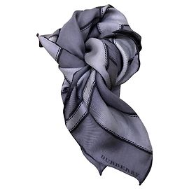 Bufanda Burberry de seda gris con estampado de hebilla Gris