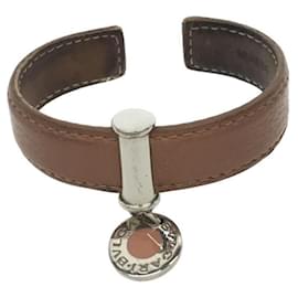Bulgari-Bvlgari Leather Bangle Bracelet-Brown