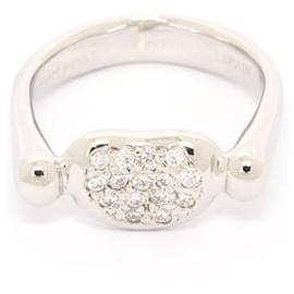 Tiffany & Co-[Usado] Tiffany Elsa Peretti Bean Pave Diamond Ring Pt950 NO. 1-Plata