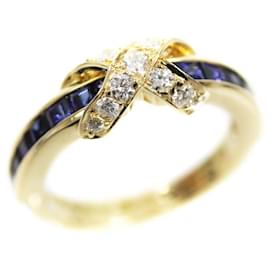 Tiffany & Co-[Usado] TIFFANY & Co. Tiffany Signature Ring Zafiro Ring / Ring Mujer No. 6.5 Oro K18 Joyas de oro amarillo con diamantes-Dorado