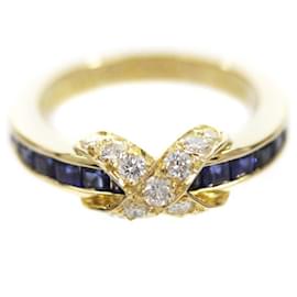 Tiffany & Co-[Usado] TIFFANY & Co. Tiffany Signature Ring Zafiro Ring / Ring Mujer No. 6.5 Oro K18 Joyas de oro amarillo con diamantes-Dorado
