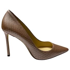 Jimmy Choo Escarpins Romy en Cuir Python Beige Rose