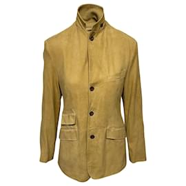 Ralph Lauren-Chaqueta con cuello trenzado en ante marrón de Ralph Lauren-Amarillo,Camello