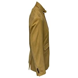 Ralph Lauren-Ralph Lauren Stranding Collar Jacket in Brown Suede-Yellow,Camel